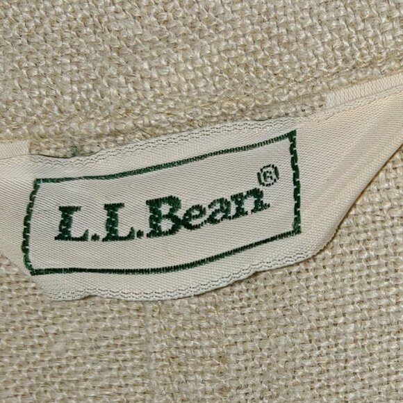 Vintage L.L. Bean 100% Linen Utility Coat Jacket Size XL Regular Cream - Picture 2 of 9